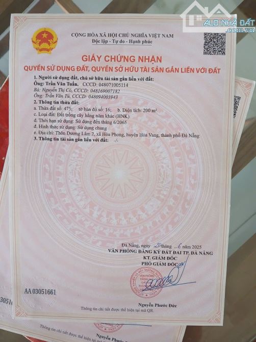 200 triệu sở hữu luôn sổ hồng tại Dương Lâm xã Hòa Phong huyện Hòa Vang thành phố Đà Nẵng - 3