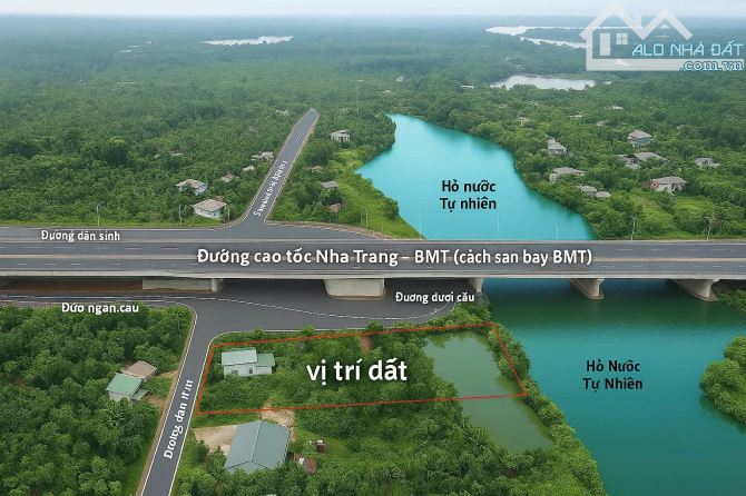 Hơn 2100m2 đất thương mại dịch vụ mặt tiền cao tốc BMT - Nha Trang