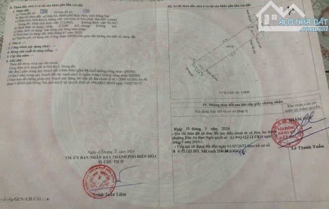 Bán đất 10x60m, mặt tiền đường Ống Nước p. Hóa An gần Chợ Hóa An - 1
