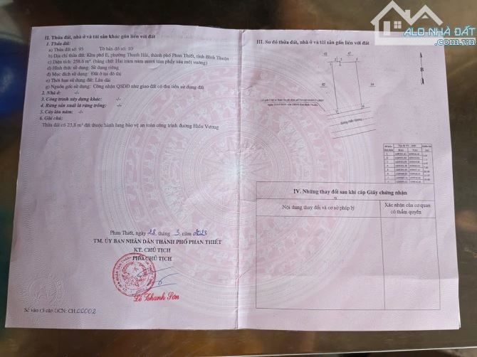 Bán lô 258m2 mặt tiền hiền vương phan thiết mặt tiền 11m giá chỉ 5ty9 - 1