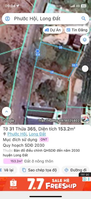 Bán lô đất ngay đường Võ Thị Sáu - khu dân cư xã Phước Hội -Đất Đỏ ,BRVT , giá 1,55 tỷ - 3