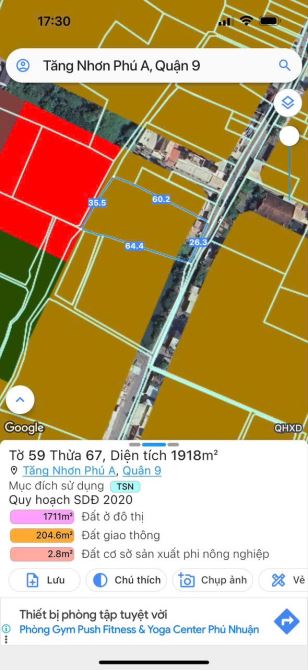 BÁN 1700M2 ĐẤT LÃ XUÂN OAI/ LÊ VĂN VIỆT | 26*64M2 | CÓ 200M2 THỔ | 55 TỶ - 3