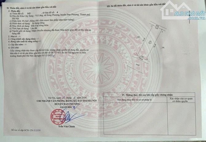 Bán đất đẹp 95,5m² Cây Sung – Vệ Lăng , Song Phượng – MT 5,26m – Giá 120tr/m²
