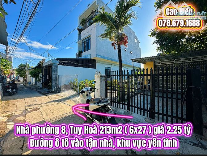 💥Nhà phường 8, Tuy Hoà 214m2 ( 6x27 ) giá 2.55 tỷ. nhà trung tâm Tuy Hòa