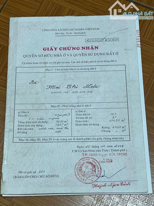 Cần bán gấp căn nhà trung tâm Liên Nghĩa - Đức Trọng - Lâm Đồng - 1