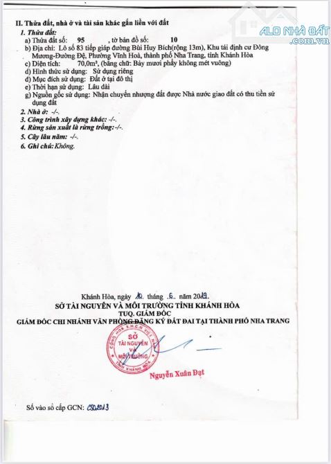 TIN ĐƯỢC KHÔNG LÔ TÁI ĐỊNH CƯ HÒN XỆN, GẦN BIỂN GIÁ RẺ ĐẦU TƯ,MẶT TIỀN BÙI HUY BÍCH 13M - 3