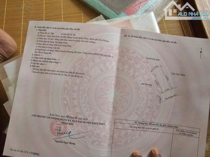 Bán lô đất tại Tam Kiệt, Hữu Bằng, Kiến Thụy, Hải Phòng  - Đường thôn rộng 8m vỉa hè - 3