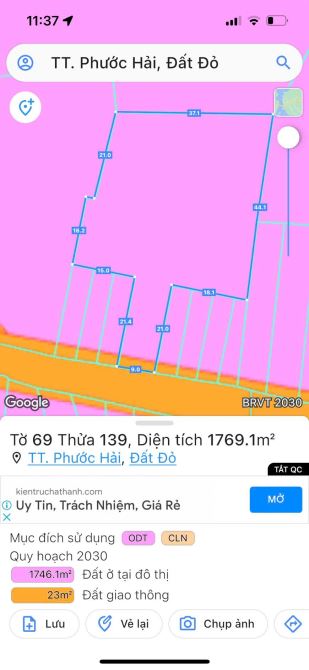 Mặt tiền Nguyễn An Ninh - Tt Phước Hải- Đất Đỏ - BRVT 🌈Dt 1769m2 - sẵn 300tc - 4