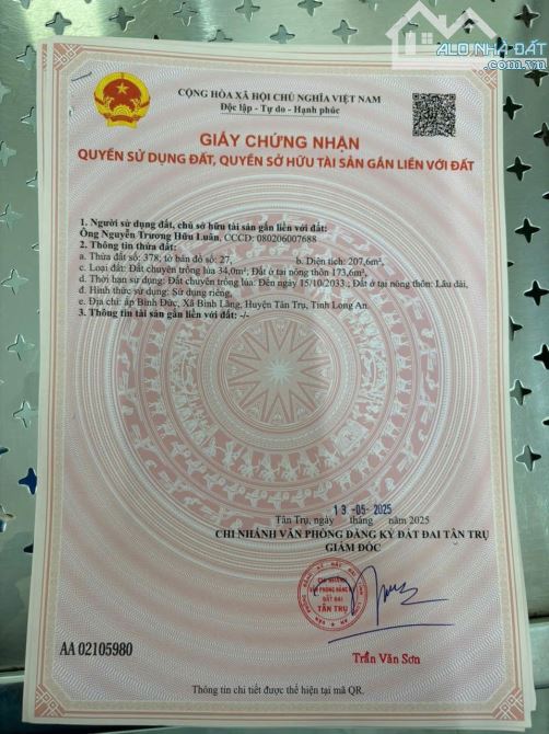 1700m2 có 173m2 thổ đường Nguyễn Thị Tầm ngay chợ Bình Lãng _tân trụ 1,5 tỷ giá rẻ ngộp - 7