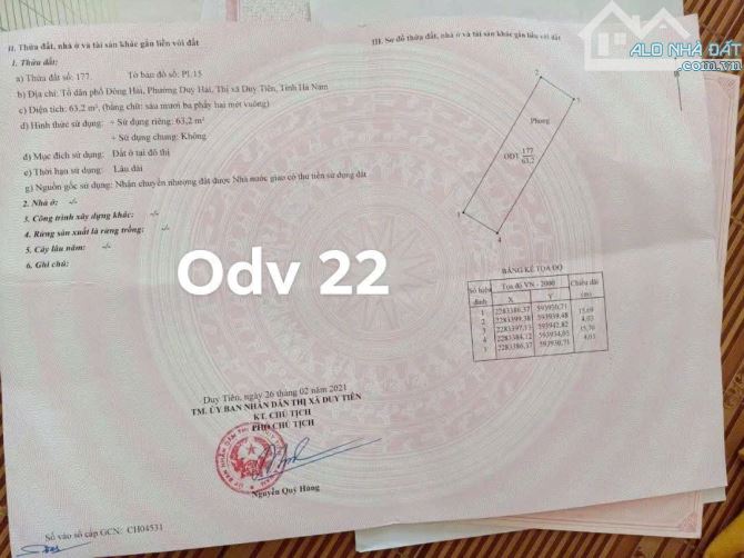 BÁN LÔ ĐẤT Duy Hải- ĐỒNG VĂN Xanh – CHỈ NHỈNH 2 TỶ 4