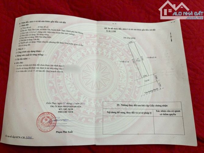 Bán lô đất mặt đường tuyến 1 chung cư Tắc Giang - Kiến Thụy - Hải Phòng