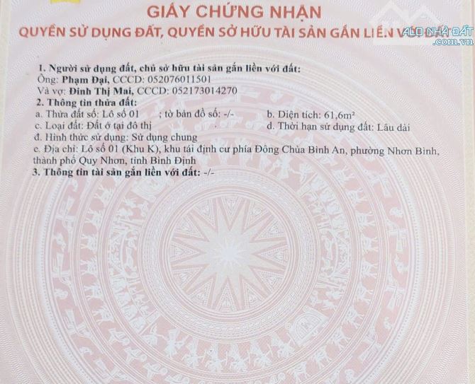 Bán lô góc 2 mặt tiền đường huỳnh văn thống Lộ giới 18m  dt 61m2 giá 2ty800