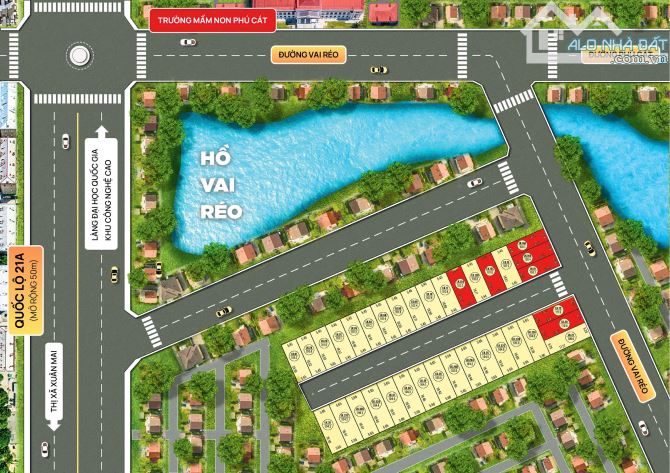 Đất nền Hoà Lạc Thạch Thất Giáp Khu công nghệ cao làng đại học quốc giá DT:150m View Hồ - 2