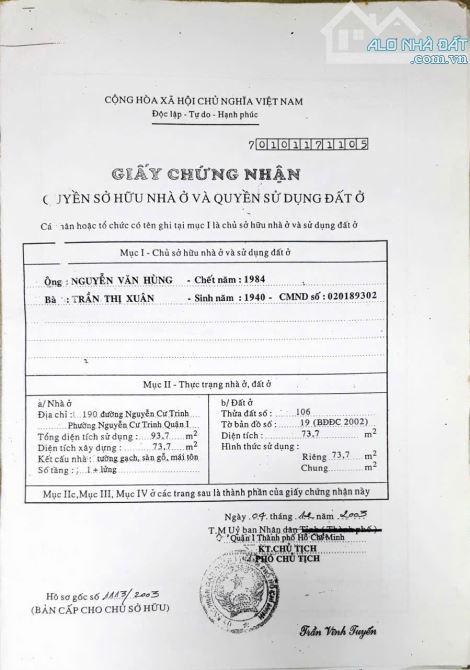 Bán nhà 190 Nguyễn Cư Trinh, Phường Nguyễn Cư Trinh, Quận 1 DT 4x27m CN 73.7m2 Giá 20 tỷ - 2