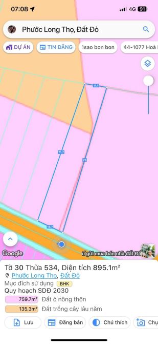 Đất Cạnh KCN Đất Đỏ Mặt Tiền Đường Đoàn Trung Còn DT: 895m2- 100 thổ cư - 5