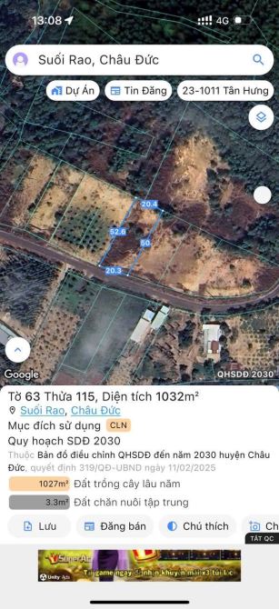 Chủ Cần Bán Nhanh Lô Đất Toạ Lạc Tại Suối Rao Huyện Châu Đức