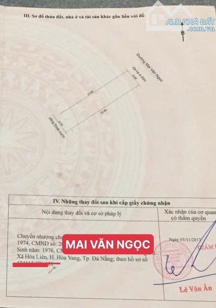 BÁN ĐẤT ĐƯỜNG 7m5 MAI VĂN NGỌC-HẢI VÂN-TP ĐÀ NẴNG