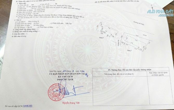 LÔ ĐẤT 2 MẶT TIỀN HỒ THẤU SIÊU ĐẸP - GẦN BIỂN  - BỀ NGANG RỘNG - TIỆN KINH DOANH