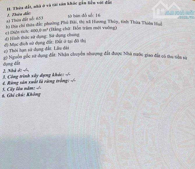 CẦN BÁN LÔ ĐẤT ĐẸP KQH NGUYỄN KHOA VĂN, PHÚ BÀI – HƯƠNG THỦY, HUẾ