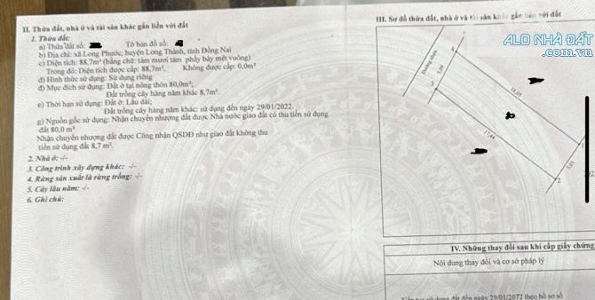 BÁN 90m2 đất thổ cư gần SÂN BAY QUỐC TẾ LONG THÀNH, sau CHÙA QUỐC ÂN KHẢI TƯỜNG GIÁ 1,7 TỶ