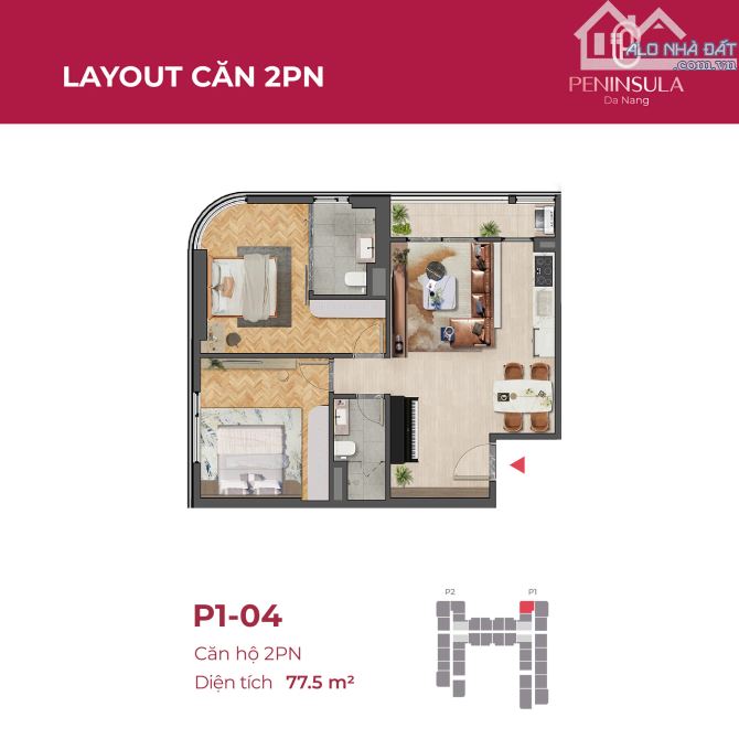 Chính chủ cần bán căn hộ tâm huyết 78m² Peninsula, trung tâm Đà Nẵng, sổ đỏ lâu dài - 1