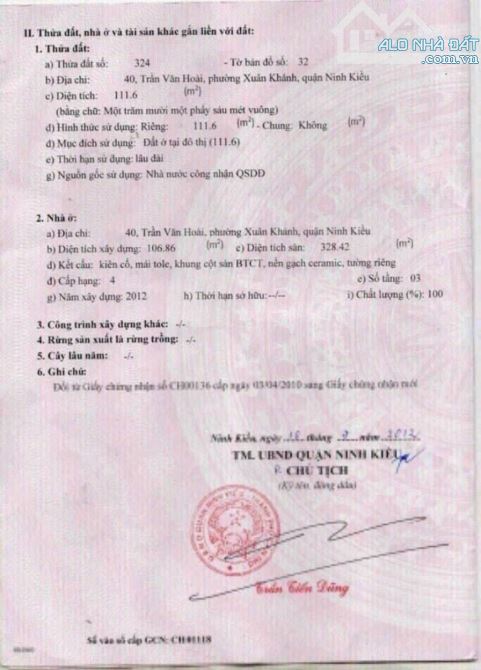 BÁN NHÀ MẶT TIỀN ĐƯỜNG TRẦN VĂN HOÀI, XUÂN KHÁNH, NINH KIỀU - 2