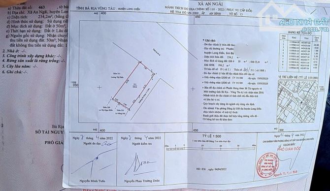 LÔ GÓC MẶT TIỀN TỈNH LỘ 44B- AN NGÃI- LONG ĐẤT- BRVT 🌈🌈🌈Dt: 234m2 - 2