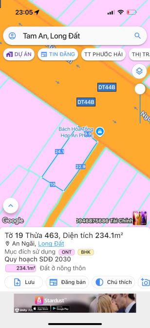 LÔ GÓC MẶT TIỀN TỈNH LỘ 44B- AN NGÃI- LONG ĐẤT- BRVT 🌈🌈🌈Dt: 234m2 - 4