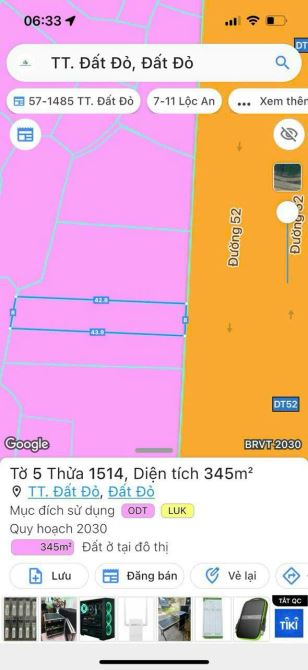MẶT TIỀN TỈNH LỘ 52 VÕ THỊ SÁU TT ĐẤT ĐỎ - ĐẤT ĐỎ - BRVT 🌈DT 345M2 - 4