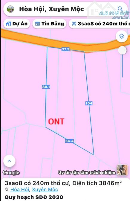 Cần bán 3.840m2 đất thổ cư mặt tiền, sẵn vườn nhãn trĩu quả