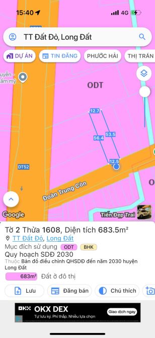 BÁN 3 LÔ LIỀN KỀ ĐƯỜNG ĐOÀN TRUNG CÒN XÃ ĐẤT ĐỎ TPHCM DT 654m2 có sẵn 60m2 thổ cư - 2