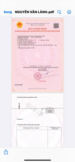 Bán đất giá F0 sát TL44B TT Phước Hải ,Long Đất.BRVT đi biển 4km (10x60m) giá 2 tỷ 550 - 6