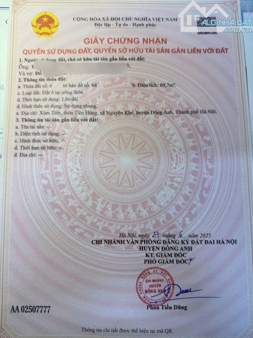 ✈️ BÁN GẤP  👉 TIÊN HÙNG - PHÚC THỊNH. DT 69,7m2