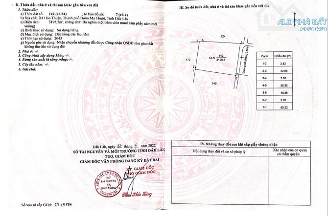 cần bán đất Thôn 1, xã Hòa Thuận - Đạt lý DT 50x 65m