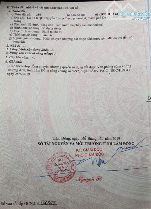 Lô đất có mặt tiền đường Nguyễn Trung Trực, phường 4, thành phố Đà Lạt, nằm trong kqh - 3