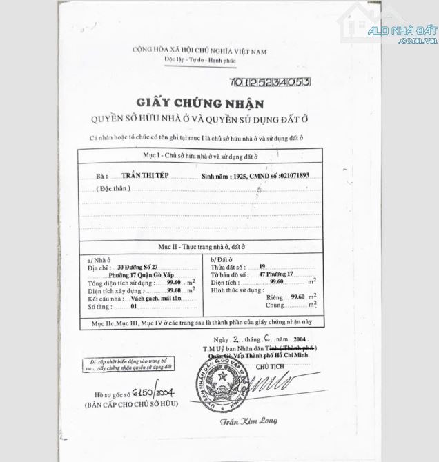 Bán nhà MT Đường số 27 p6 DT:4,4x23 , giá : 10,5 tỷ Tl - 1