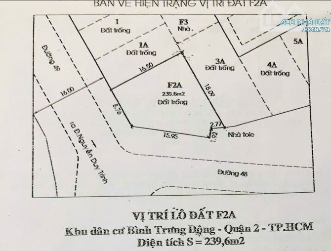 Bán đất nền góc mặt đường 49 BT. Đông Quận 2 cũ gần chợ Tân Lập nền F2a (240m2) 109 tr/m2 - 12
