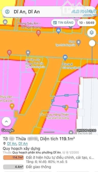 MẶT TIỀN PHẠM HƯU LẦU SÁT LÝ THƯỜNG KIỆT DĨ AN, GẦN CC BCON, GIÁ 8.5 TỈ - 2
