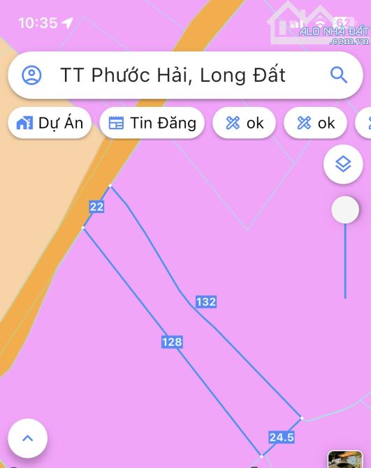 Nghỉ dưỡng yên tĩnh Thị trấn Phước Hải-dt:2577m3-có 22m mặt tiền-300thổ cư-vườn cây đẹp