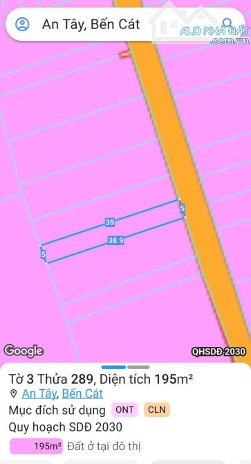BÁN ĐẤT MT NHỰA AN TÂY TP.BẾN CÁT, DT:5x39, TC100M2, SHR, GIÁ 1,250 TỶ - 3