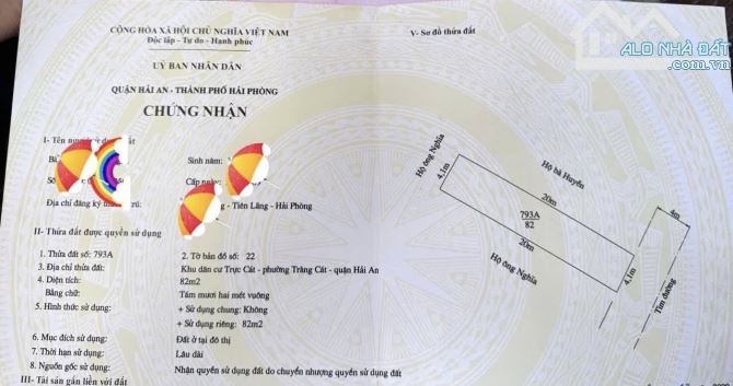 Bán lô đất mặt đường nhựa 8m tuyến 2 chợ Cát Vũ, Tràng Cát 82m2 giá 36tr/m2 - 2