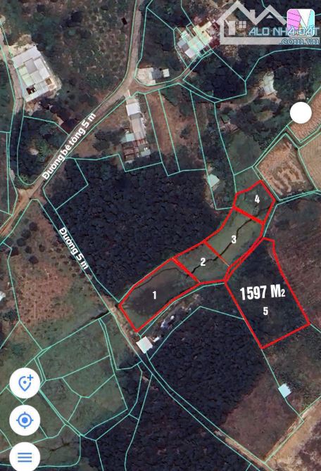 Bán đất RSX 1597m2 phù hợp trồng cây, làm vườn