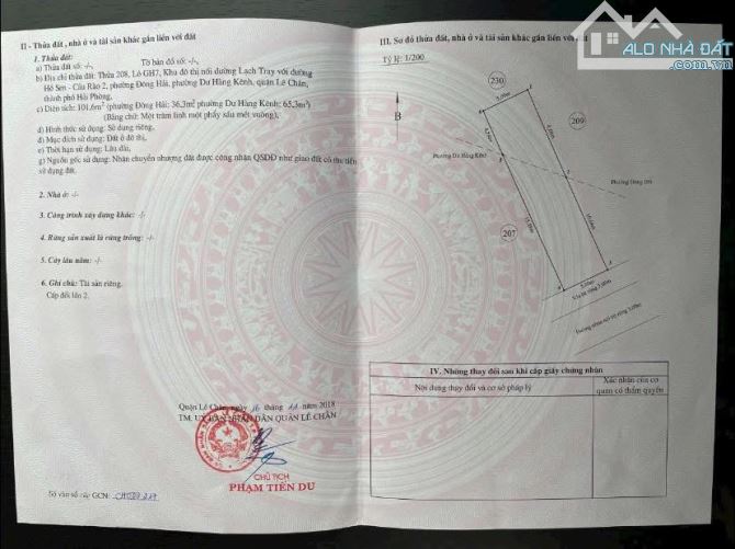 Bán Đất Phân Lô ICC Lạch Tray Quán Mau