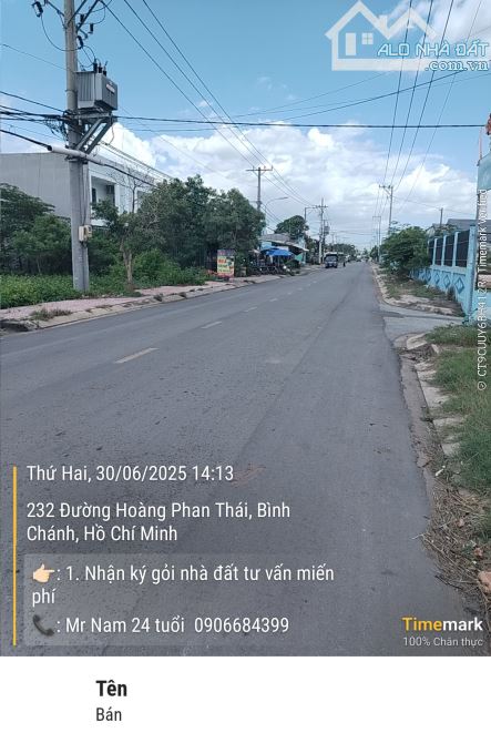 Lô đất full thổ 100 m2 mặt tiền đường Hoàng Phan Thái gần chợ Bình Chánh - 1