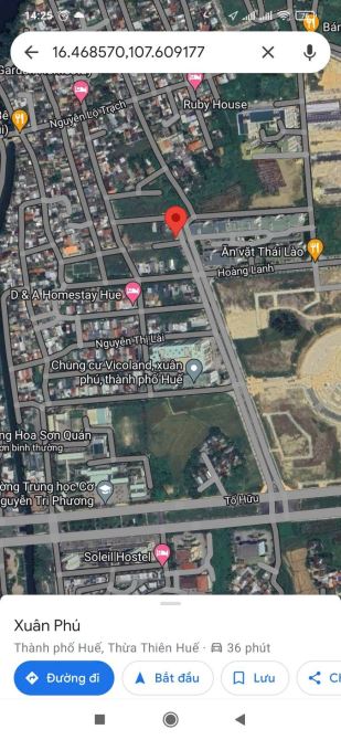 Bán 292m lô góc hai mặt tiền đường Vũ Thắng trục đường đôi 36m – Xuân Phú – Huế