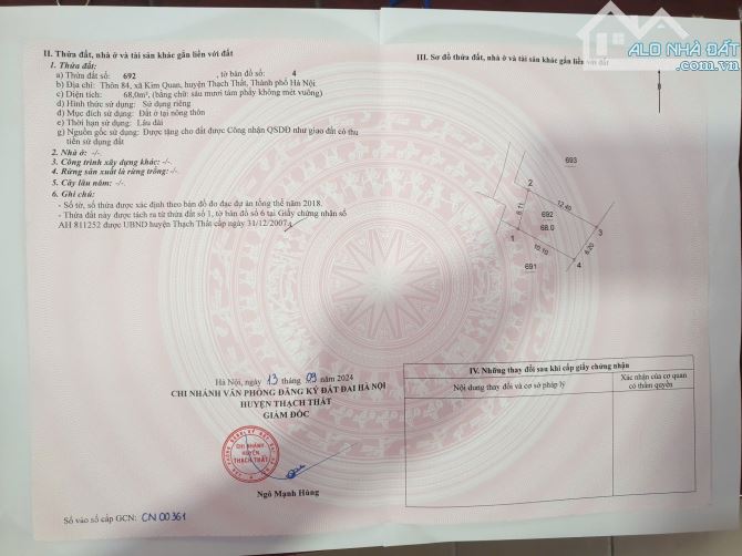 Chưa đến 2 tỷ sở hữu ngay 68m2 tại Kim Quan, Thạch Thất, Hà Nội
