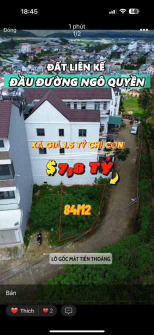 BÁN NHANH LÔ ĐẤT LIÊN KẾ  2 MẶT TIỀN MAI HẮC ĐẾ  ĐÀ LẠT LÂM ĐỒNG.