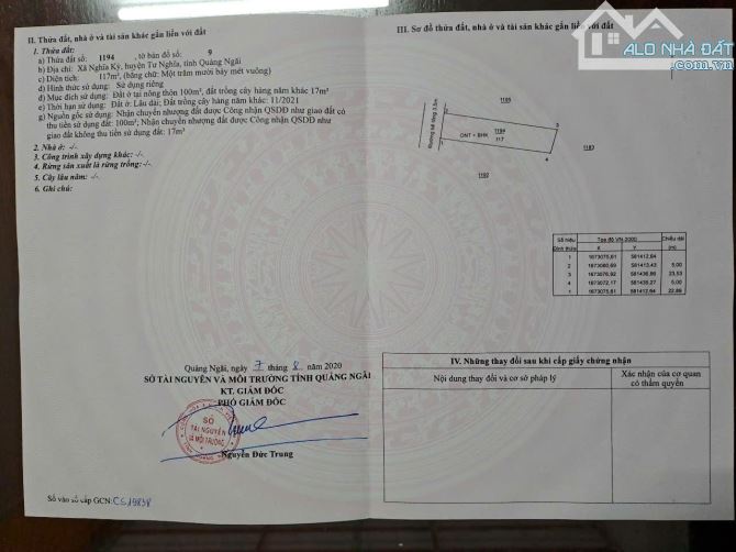 Bán lô đất 117m2 hướng tây, đường Ôtô 3,5m, xã Nghĩa Giang (xã Nghĩa Kỳ cũ), Quảng Ngãi - 3