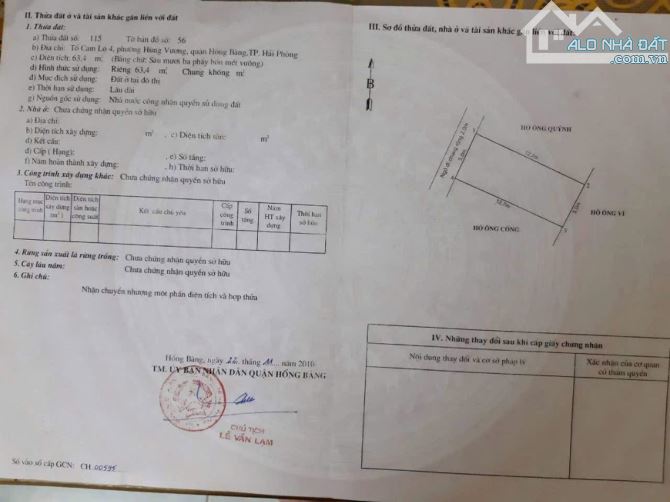 Bán lô đất tuyến 2 đường Cam Lộ, Hùng Vương, Hồng Bàng giá chỉ 1,45 tỷ