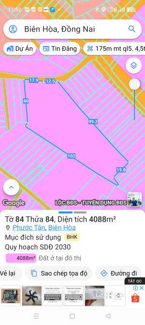 Bán đất trung tâm Phước Tân, Biên Hòa DT: 5x21 chỉ 460tr